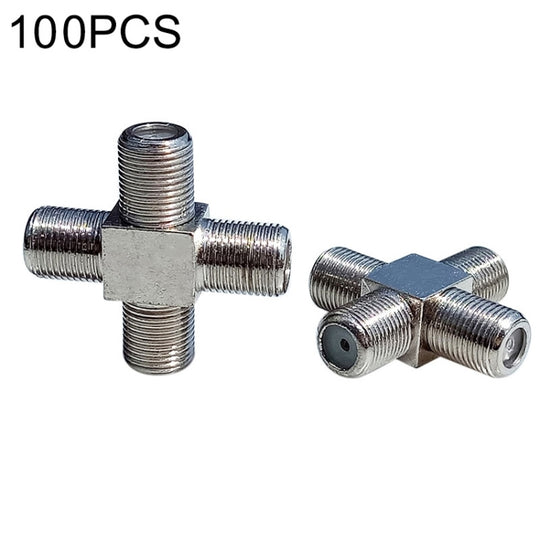 100 PCS 1 F Female to 3 F Female Jack 4 Way F Splitter TV Coax Adapter Connector