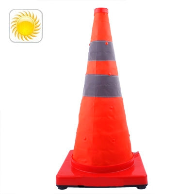 3-LED Solar Lift Traffic Safety Warning Road Cones, Height: 56cm - Warning Lights by buy2fix | Online Shopping UK | buy2fix