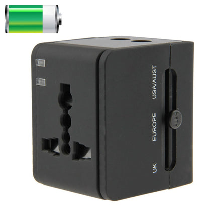 International 2.1A 2-USB EU / AU / UK / US Plug Travel Universal Adaptor(Black) - Plug Adaptor by buy2fix | Online Shopping UK | buy2fix