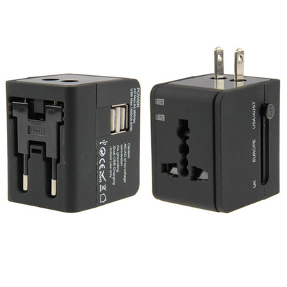 International 2.1A 2-USB EU / AU / UK / US Plug Travel Universal Adaptor(Black) - Plug Adaptor by buy2fix | Online Shopping UK | buy2fix