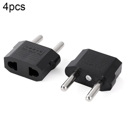 4pcs US to EU Plug Charger Adapter, Travel Power Adapter with Europe Socket Plug(Black) - Plug Adaptor by buy2fix | Online Shopping UK | buy2fix