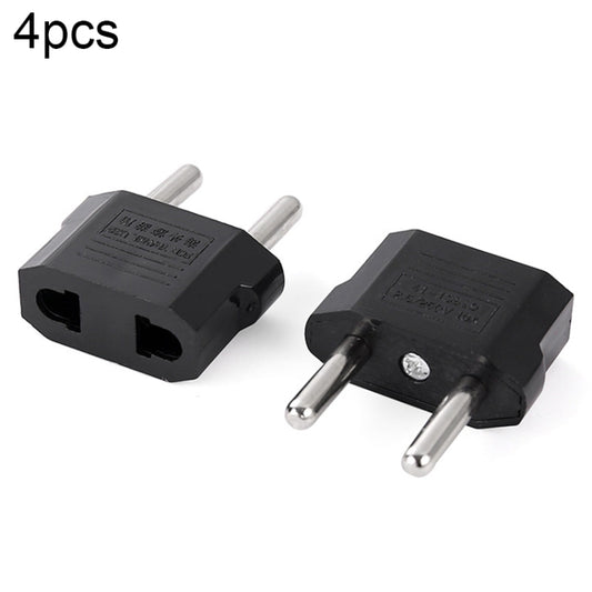 4pcs US to EU Plug Charger Adapter, Travel Power Adapter with Europe Socket Plug(Black) - Plug Adaptor by buy2fix | Online Shopping UK | buy2fix