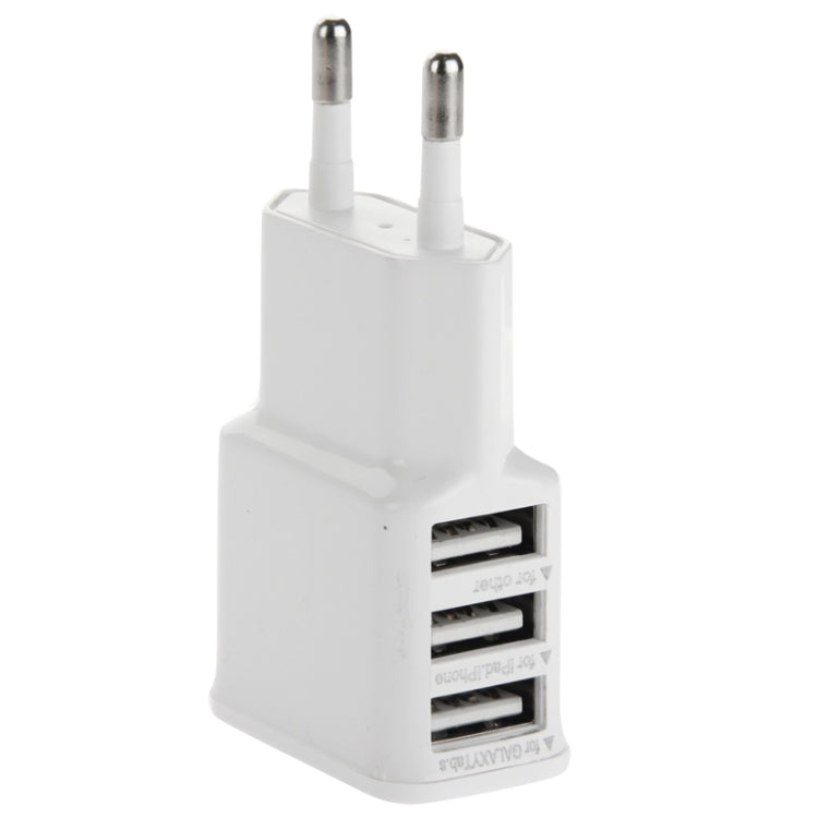 5V 2A EU Plug 3 USB Charger Adapter, For iPhone, Galaxy,  Huawei, Xiaomi, LG, HTC and Other Smart Phones(White) - USB Charger by buy2fix | Online Shopping UK | buy2fix
