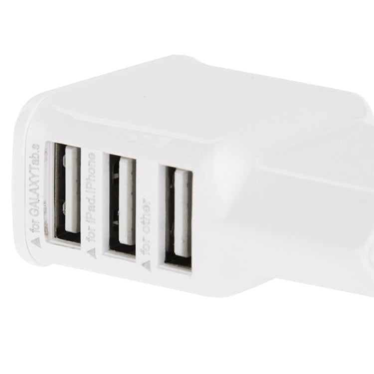 5V 2A EU Plug 3 USB Charger Adapter, For iPhone, Galaxy,  Huawei, Xiaomi, LG, HTC and Other Smart Phones(White) - USB Charger by buy2fix | Online Shopping UK | buy2fix