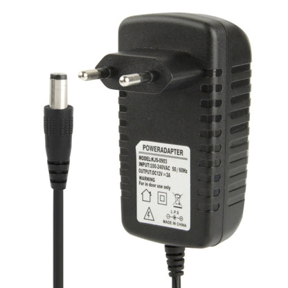 High Quality EU Plug AC 100-240V to DC 12V 2A Power Adapter, Tips: 5.5 x 2.1mm, Cable Length: 1m(Black) - AC Adapers by buy2fix | Online Shopping UK | buy2fix