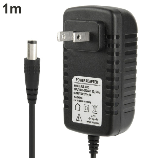 High Quality US Plug AC 100-240V to DC 12V 2A Power Adapter, Tips: 5.5 x 2.1mm, Cable Length: 1m(Black) - AC Adapers by buy2fix | Online Shopping UK | buy2fix