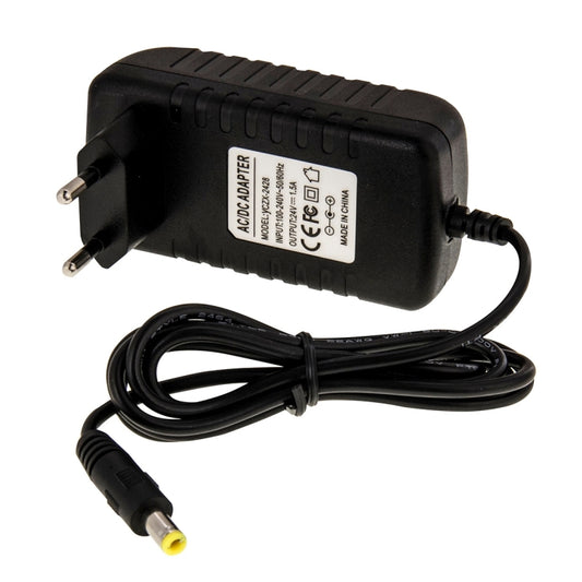 EU Plug AC 100-240V to DC 24V 1.5A Power Adapter, Tips: 5.5 x 2.1mm, Cable Length: about 1.2m(Black) - AC Adapers by buy2fix | Online Shopping UK | buy2fix