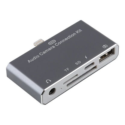 D-198 5 in 1 8 Pin to USB HUB +USB-C / Type-C + 3.5mm Earphone + SD + TF Card Reader for MacBook, PC, Laptop, Smart Phones by buy2fix