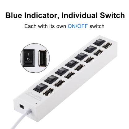 7 Ports USB Hub 2.0 USB Splitter High Speed 480Mbps with ON/OFF Switch / 7 LEDs(Black) by buy2fix