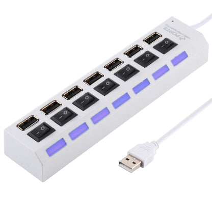 7 Ports USB Hub 2.0 USB Splitter High Speed 480Mbps with ON/OFF Switch / 7 LEDs(White) by buy2fix