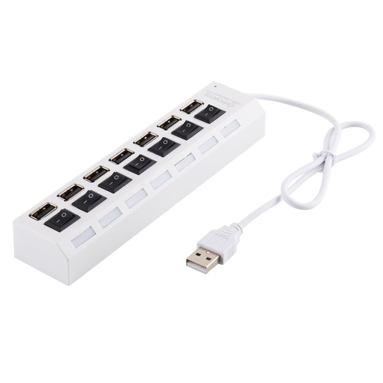 7 Ports USB Hub 2.0 USB Splitter High Speed 480Mbps with ON/OFF Switch / 7 LEDs(White) by buy2fix