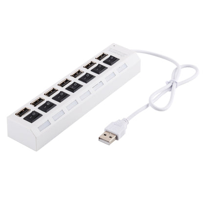 7 Ports USB Hub 2.0 USB Splitter High Speed 480Mbps with ON/OFF Switch / 7 LEDs(White) by buy2fix