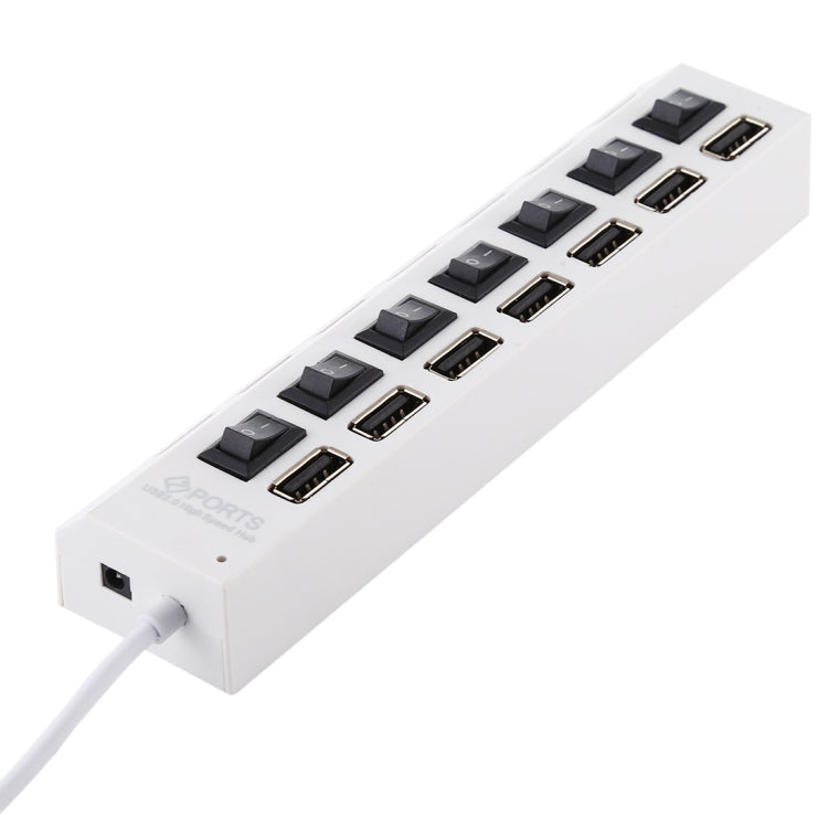 7 Ports USB Hub 2.0 USB Splitter High Speed 480Mbps with ON/OFF Switch / 7 LEDs(White) by buy2fix