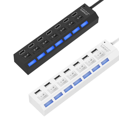 7 Ports USB Hub 2.0 USB Splitter High Speed 480Mbps with ON/OFF Switch / 7 LEDs(White) by buy2fix