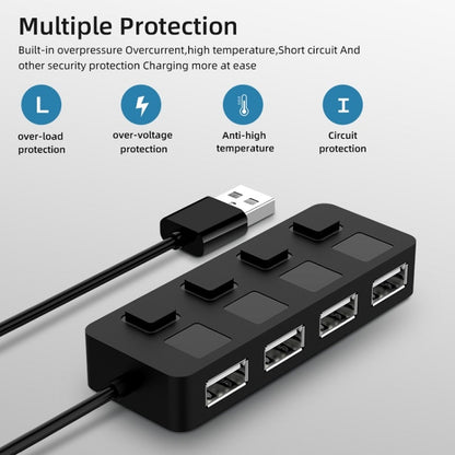 4 Ports USB 2.0 HUB with 4 Switch(Black) - USB 2.0 HUB by buy2fix | Online Shopping UK | buy2fix