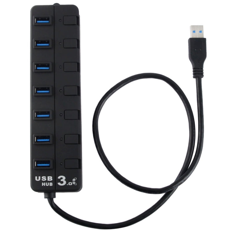 7 Ports USB 3.0 Hub with Individual Switches for each Data Transfer Ports(Black) by buy2fix