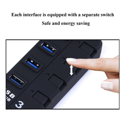 7 Ports USB 3.0 Hub with Individual Switches for each Data Transfer Ports(Black) by buy2fix