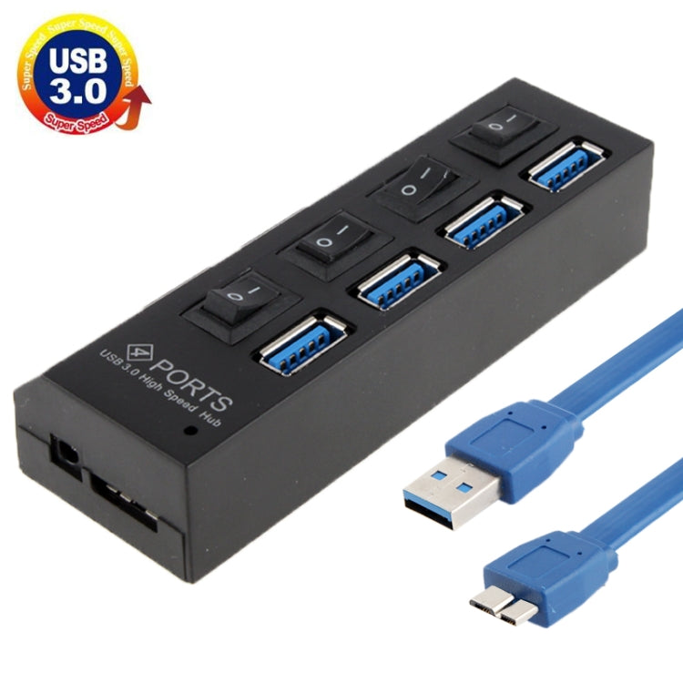 4 Ports USB 3.0 HUB, Super Speed 5Gbps, Plug and Play, Support 1TB (Black) by buy2fix