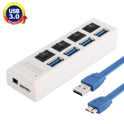4 Ports USB 3.0 HUB, Super Speed 5Gbps, Plug and Play, Support 1TB (White) by buy2fix