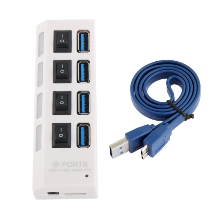 4 Ports USB 3.0 HUB, Super Speed 5Gbps, Plug and Play, Support 1TB (White) by buy2fix