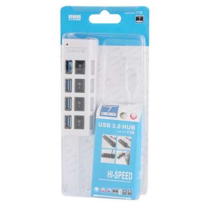 4 Ports USB 3.0 HUB, Super Speed 5Gbps, Plug and Play, Support 1TB (White) by buy2fix