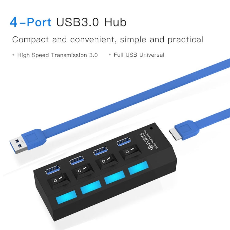 4 Ports USB 3.0 HUB, Super Speed 5Gbps, Plug and Play, Support 1TB (Black) by buy2fix