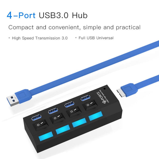 4 Ports USB 3.0 HUB, Super Speed 5Gbps, Plug and Play, Support 1TB (Black) by buy2fix