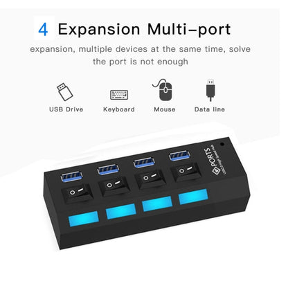 4 Ports USB 3.0 HUB, Super Speed 5Gbps, Plug and Play, Support 1TB (Black) by buy2fix
