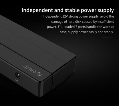 Orico H7928-U2-V1 Desktop 7 Ports USB 2.0 HUB with Power Adapter(Black) - USB 2.0 HUB by ORICO | Online Shopping UK | buy2fix