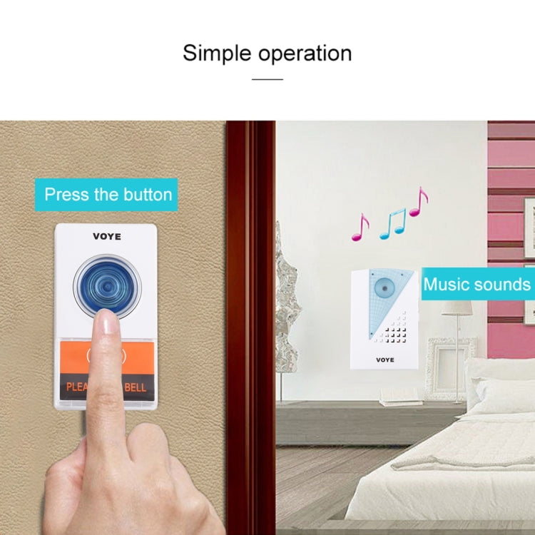 VOYE V001A Home Music Remote Control Wireless Doorbell with 38 Polyphony Sounds - Wireless Doorbell by VOYE | Online Shopping UK | buy2fix