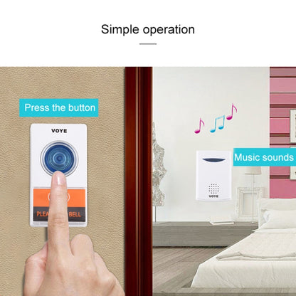 VOYE V006A Home Music Remote Control Wireless Doorbell with 38 Polyphony Sounds(White) - Wireless Doorbell by VOYE | Online Shopping UK | buy2fix