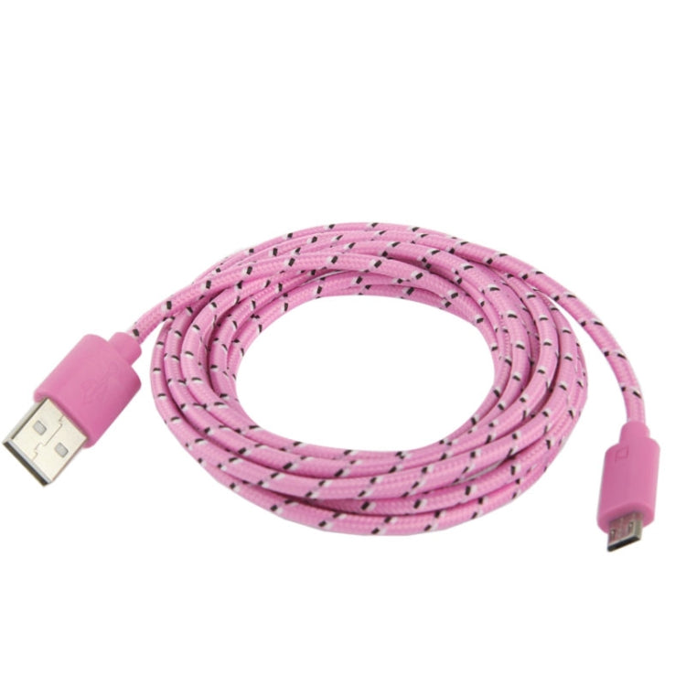 Nylon Netting Style Micro 5 Pin USB Data Transfer / Charge Cable, Length: 3m(Pink) by buy2fix