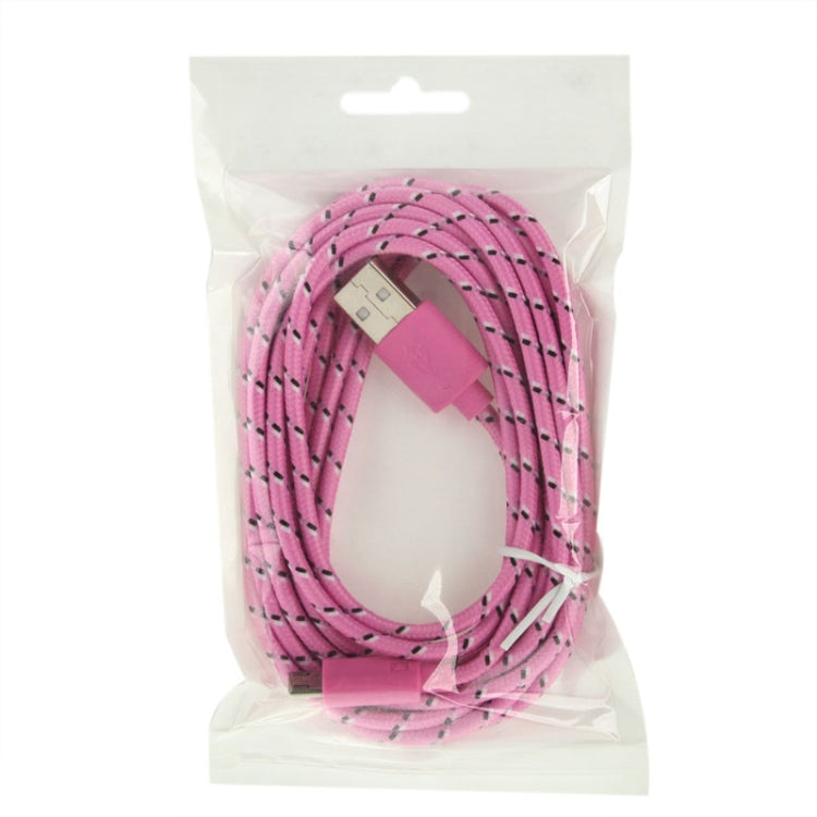 Nylon Netting Style Micro 5 Pin USB Data Transfer / Charge Cable, Length: 3m(Pink) by buy2fix