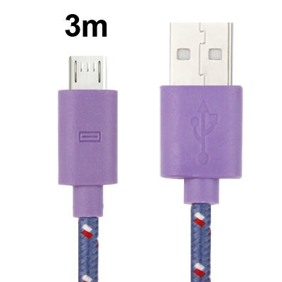 Nylon Netting Style Micro 5 Pin USB Data Transfer / Charge Cable, Length: 3m(Purple) by buy2fix