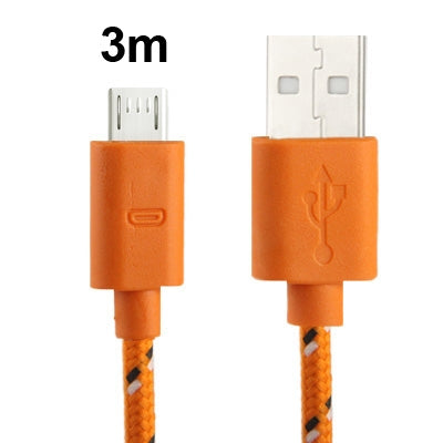 Nylon Netting Style Micro 5 Pin USB Data Transfer / Charge Cable, Length: 3m(Orange) by buy2fix