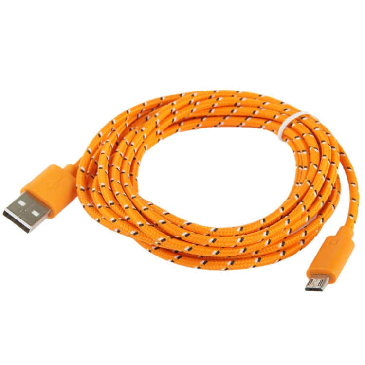 Nylon Netting Style Micro 5 Pin USB Data Transfer / Charge Cable, Length: 3m(Orange) by buy2fix