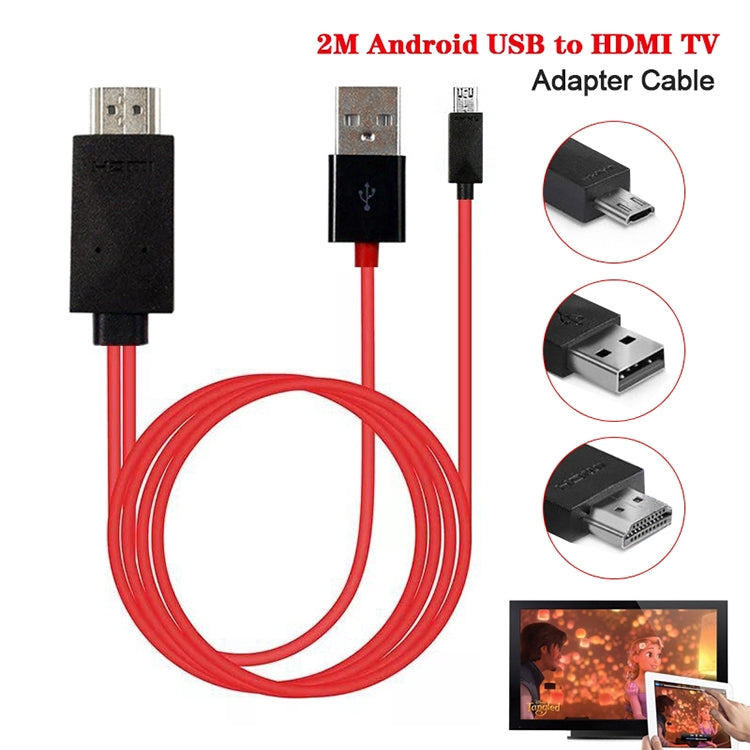 2m Full HD 1080P Micro USB MHL + USB Connector to HDMI Adapter HDTV Adapter Converter Cable by buy2fix