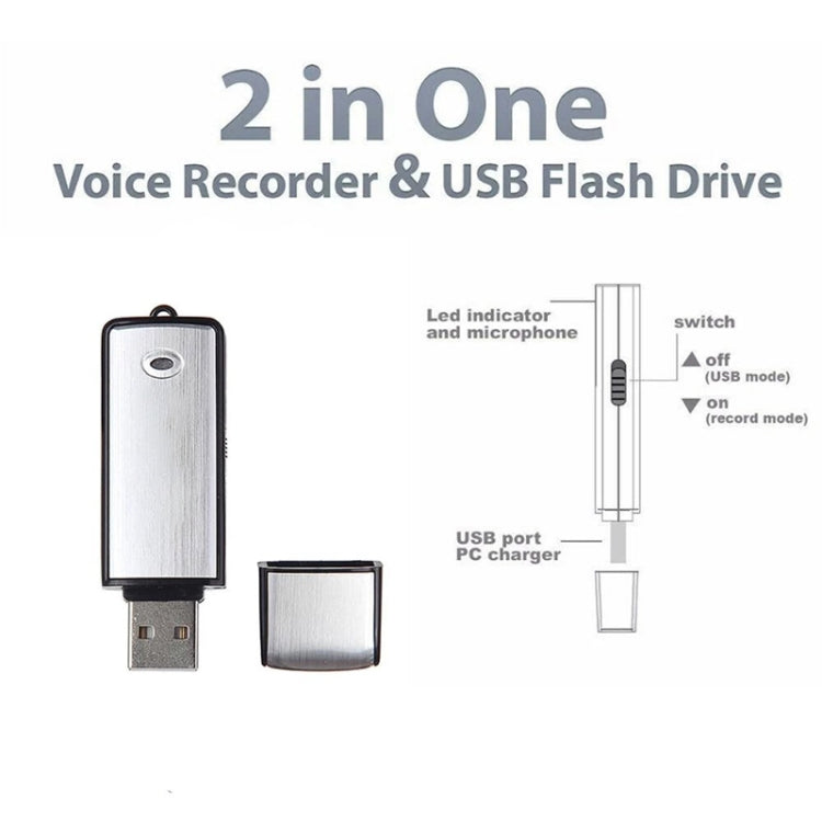 USB Voice Recorder + 4GB USB Flash Disk(Black) - U-Disk Recorder by buy2fix | Online Shopping UK | buy2fix