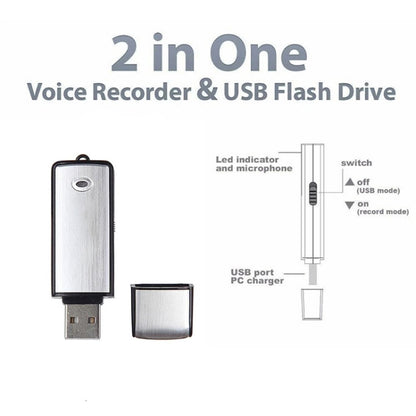 USB Voice Recorder + 4GB USB Flash Disk(Black) - U-Disk Recorder by buy2fix | Online Shopping UK | buy2fix