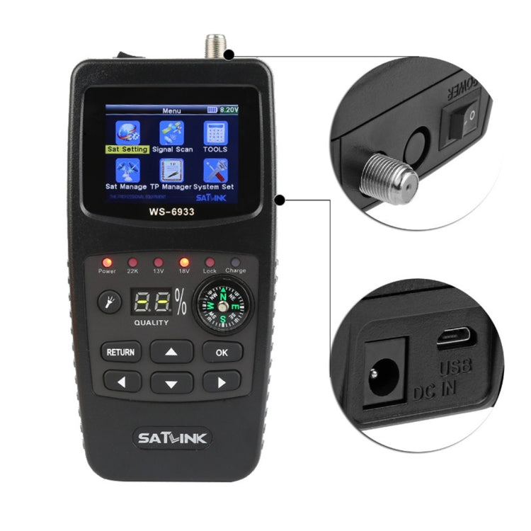 SATLINK WS6933 Portable Digital Satellite Finder Meter, 2.1 inch LCD Colour Screen, DVB-S2/S Signal Pointer(AU Plug) - Satellite Finder by buy2fix | Online Shopping UK | buy2fix