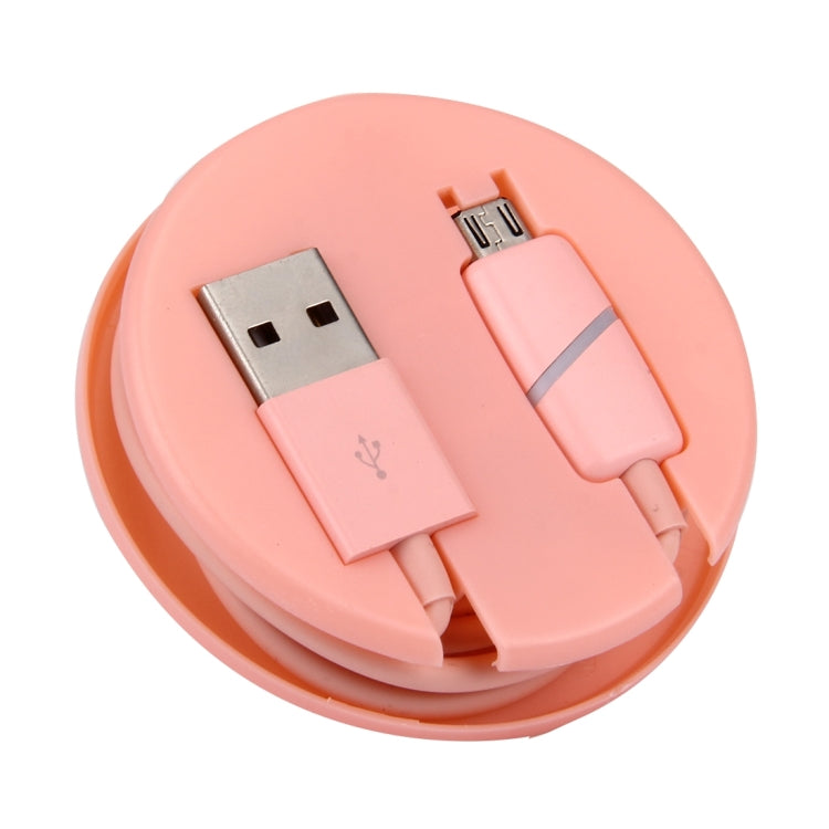 1M Circular Bobbin Gift Box Style Micro USB to USB 2.0 Data Sync Cable with LED Indicator Light, For Samsung, HTC, Sony, Huawei, Xiaomi(Pink) by buy2fix
