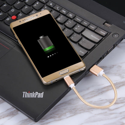 Woven Style USB-C / Type-C 3.1 Male to USB 2.0 Male Data Sync Charging Cable, Cable Length: 20cm(Gold) by buy2fix