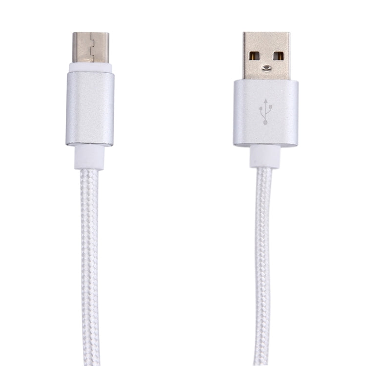 Woven Style USB-C / Type-C 3.1 Male to USB 2.0 Male Data Sync Charging Cable, Cable Length: 20cm(Silver) by buy2fix