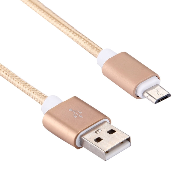 20cm 2A Woven Style Metal Head Micro USB to USB V8 Data / Charger Cable, For Samsung / Huawei / Xiaomi / Meizu / LG / HTC and Other Smartphones(Gold) by buy2fix