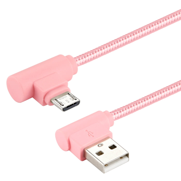 25cm USB to Micro USB Nylon Weave Style Double Elbow Charging Cable, For Samsung / Huawei / Xiaomi / Meizu / LG / HTC and Other Smartphones (Pink) by buy2fix