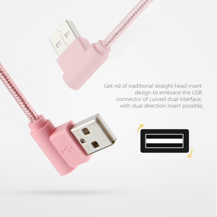 25cm USB to Micro USB Nylon Weave Style Double Elbow Charging Cable, For Samsung / Huawei / Xiaomi / Meizu / LG / HTC and Other Smartphones (Pink) by buy2fix