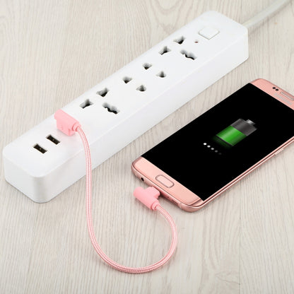 25cm USB to Micro USB Nylon Weave Style Double Elbow Charging Cable, For Samsung / Huawei / Xiaomi / Meizu / LG / HTC and Other Smartphones (Pink) by buy2fix