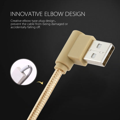 25cm USB to USB-C / Type-C Nylon Weave Style Double Elbow Charging Cable(Gold) by buy2fix