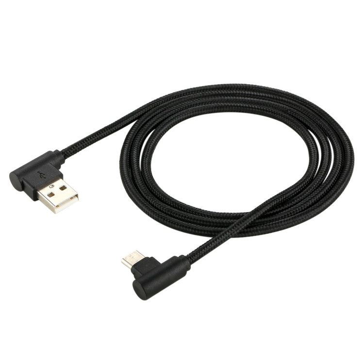 1m USB to USB-C / Type-C Nylon Weave Style Double Elbow Charging Cable(Black) by buy2fix