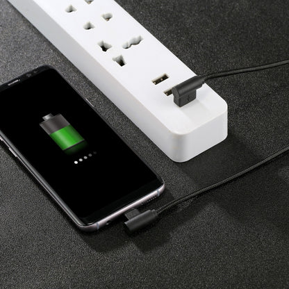 1m USB to USB-C / Type-C Nylon Weave Style Double Elbow Charging Cable(Black) by buy2fix